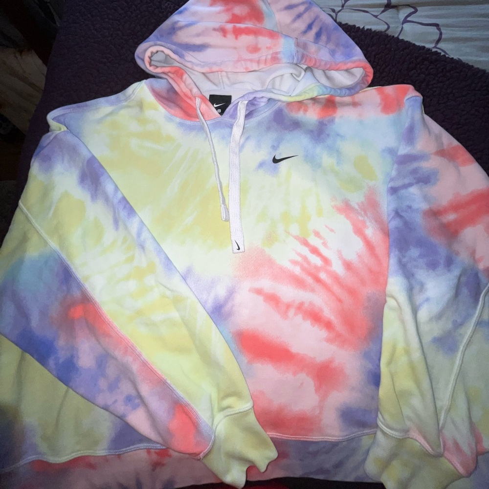 Womens Tie Dye Cropped Nike Hoodie Medium